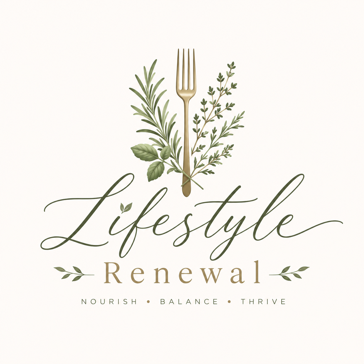 Lifestyle Renewal Logo that says "Nourish, Balance, Thrive"